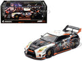 Nissan GT-R (R35) Widebody RHD (Right Hand Drive) Black and White with Graphics "AORUS X INNO64 Limited Edition" 1/64 Diecast Model Car by Inno Models