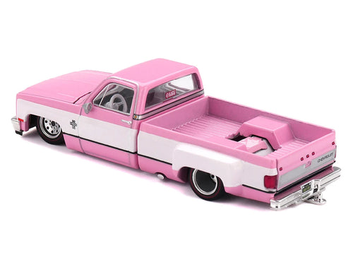 Chevrolet Silverado Dually Pickup Truck "Vintage Spec V2" Pink with White Sides (Designed by Jun Imai) "Kaido House" Special 1/64 Diecast Model Car by Mini GT