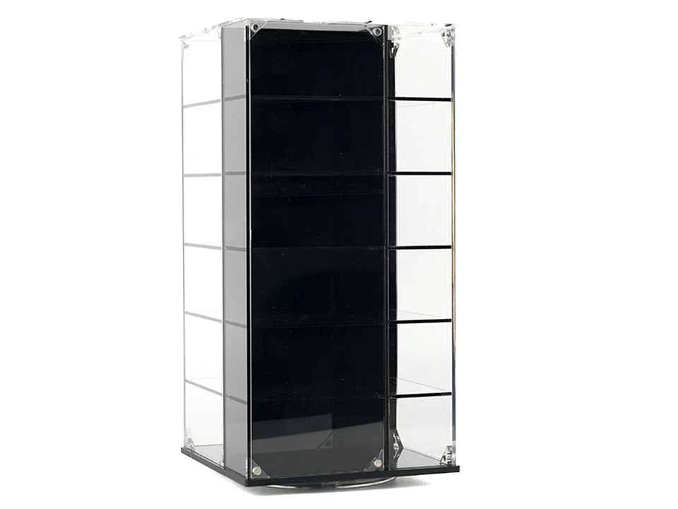 Acrylitower Showcase 24 Car Display Desktop Spinner with Cover Black "Mijo Exclusives" for 1/64 Scale Models