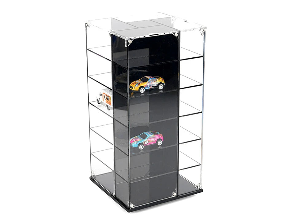 Acrylitower Showcase 24 Car Display Desktop Spinner with Cover Black "Mijo Exclusives" for 1/64 Scale Models