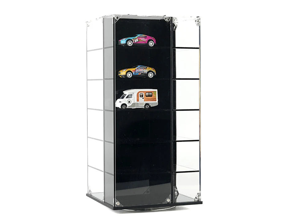 Acrylitower Showcase 24 Car Display Desktop Spinner with Cover Black "Mijo Exclusives" for 1/64 Scale Models